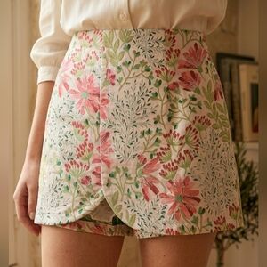 NWT Berthie Paris Floral Jacquard High-Waisted Skort - Size L